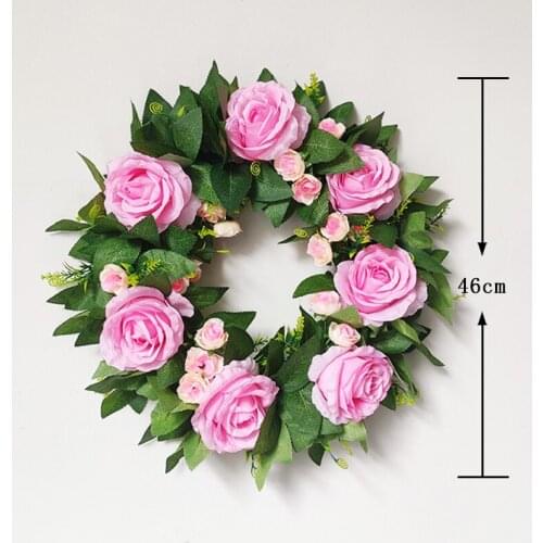 Rose Artificial Flower Wreaths Pink Rose Artificial Garland Hanging Garland Wedding Party Decoration for Door Wall Window