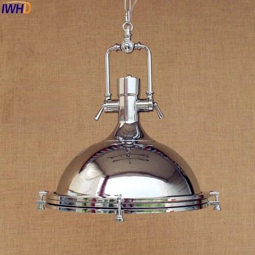 IWHD American Industrial Pendant Lighting Fixtures Sliver Lampen Style Loft Vintage Lamp Hanging Light Lampara Luminaire LED