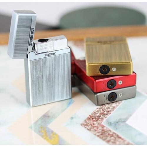 Classical brushed metal jet Turbo torch blue flame Butane inflatable gas Cigarette lighter 1 Random color cheap Smoking igniter