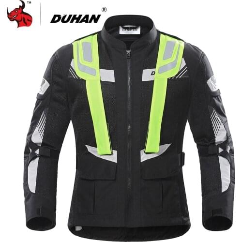 DUHAN Motorcycle Jacket Men Summer Breathable Mesh Moto Riding Jacket Reflective Motorbike Racing Clothing Jaqueta Motociclista