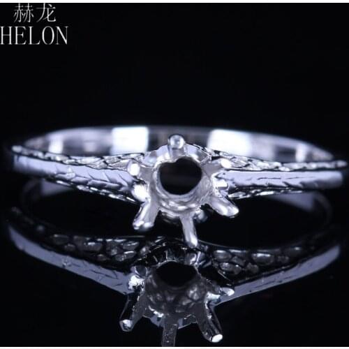 LaiZuan Solid 10K White Gold 4-5mm Round Cut Engagement Wedding Women Vintage Antique unique Jewelry Semi Mount Ring Setting