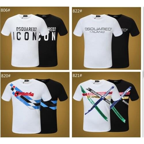 Summer New Style Dsquared2 Street Hip-Hop Round Neck Short-Sleeved T-Shirt Cotton Locomotive Letter Printing Casual T-Shirt