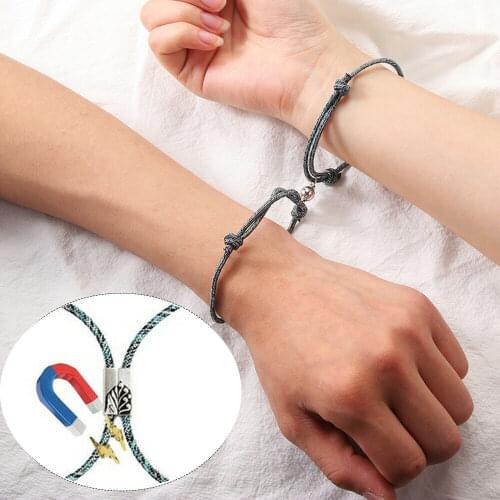 1Pair Magnetic Couple Bracelets Rope Braided Chinese Idioms Eachother Lover Jewelry Bracelet