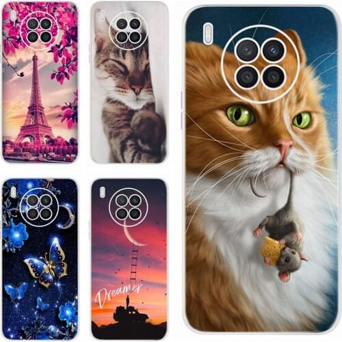 Cute Cartoon Cat Cover For Huawei Nova 8i Case Soft Silicone TPU Phone Cases For Huawei Nova 8 i Nova8i 8i Back Cover Full Coque