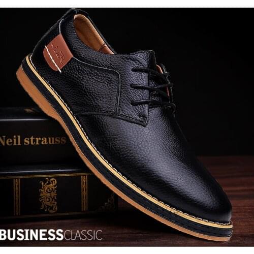 2020 New Men Oxford Genuine Leather Dress Shoes Brogue Lace Up Flats Male Casual Shoes Footwear Loafers Men Mocassin Big Size 47