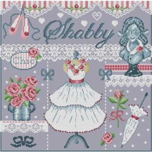 Rose dress in the window patterns counted 11CT 14CT Cross Stitch Sets DIY Chinese Cross-stitch Kits Embroidery Needlework