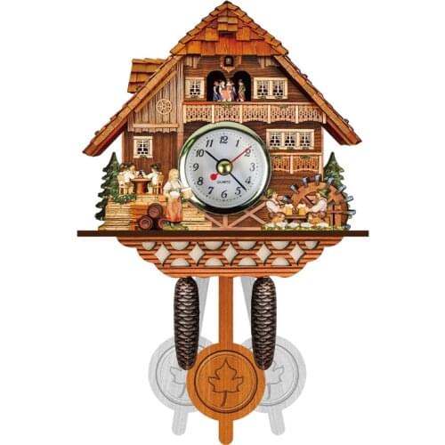 Wall Clock Cuckoo Clock Vintage Bird Bell Timer Living Room Pendulum Clock Crafts Art Watch Clock Home Decor J30