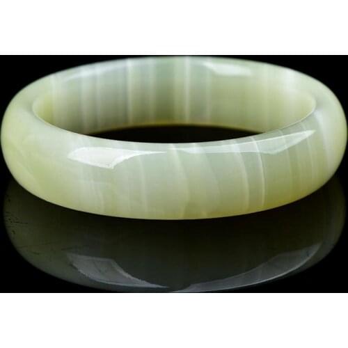 Natural Blue and White Hand Carved Wide Bar Jade Bracelet Fashion Boutique Jewelry Wood Grain Bracelet Accessories Popular Gifts