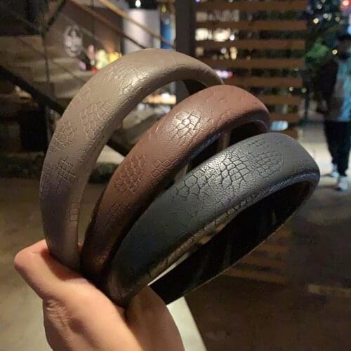 Pure Color Distressed Pu Leather Hairband, Soft and Increased Sponge Headband Ins Retro Wind Pressure Hairpin Hair Accessories