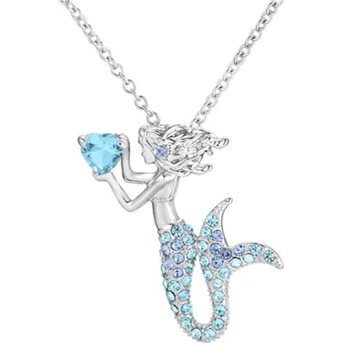 1pc Mermaid Pendants necklace Vintage Fairytale Ocean Sea Necklaces Women Girl Clavicular Chain Beach Jewelry Accessories Choker