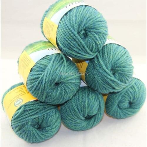 LOT of 6 BallsX50g Chunky Hand-woven Coarse Knitting Yarn Green 223