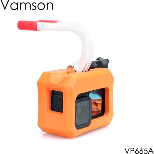 Vamson Bobber Floating Handheld for Gopro Hero 9 Black Orange Floaty Case Protective Surfing Cover Water for Go pro9 VP665