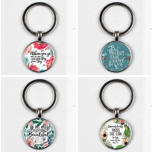 XKHLHJ new charm Christian "He did everything beautiful" Quote Bible Scripture Keychain Pendant Belief Jewelry Woman Man Gift