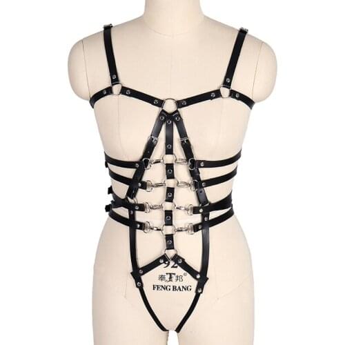 Sexy Women Leather Harness Underwear Garters Belt Gothic Suspenders Bondage Straps Erotic Body Lingerie Skes Punk Club Bar Rave