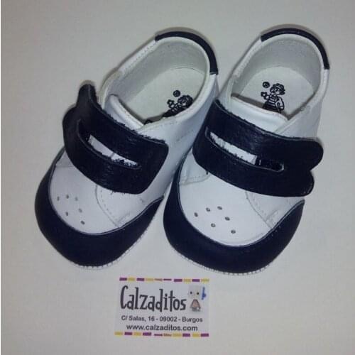 Leather sport without sole white and blue for baby of Ruespino