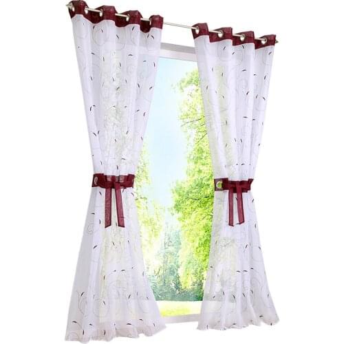Lychee Embroidery Flower Window Tulle Curtains Organza Voile Curtains for Living Room Modern Window Curtains