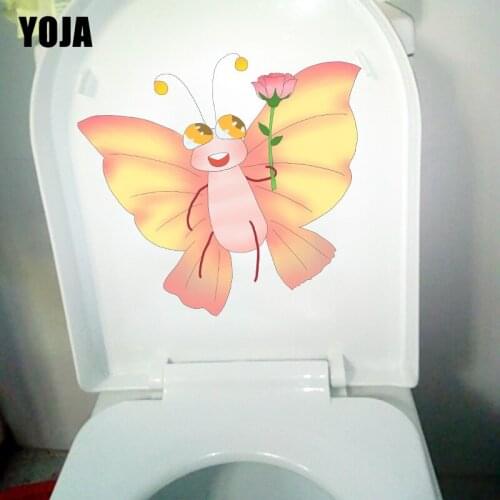 YOJA 21.4X19.8CM Cute Flowering Butterfly Baby Bedroom Decor Funny Toilet Decals Home Wall Sticker T1-2209