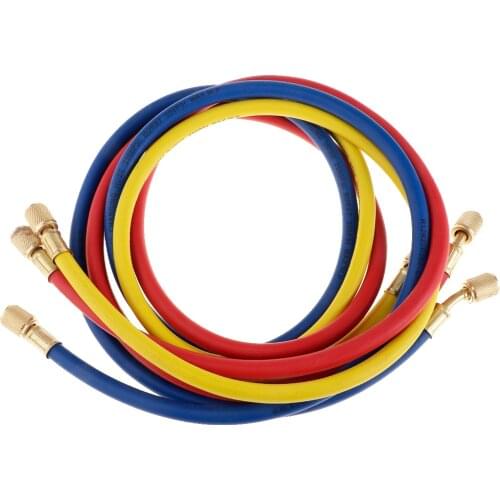 3 Pieces 60' Charging Hoses - Standard 1/4' HVAC R410a R22 R134 & Adapter