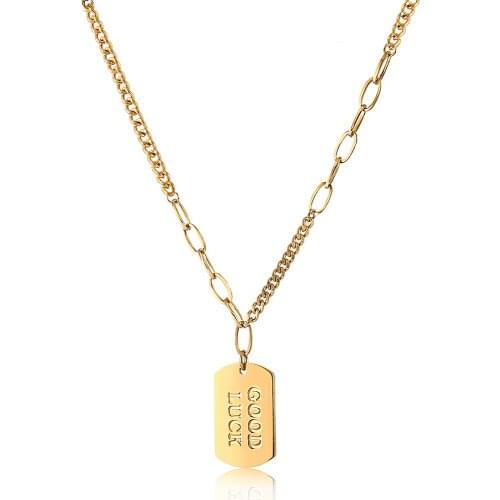 Factory Price Fashion Stainless Steel Runk Army Brand Good Luck Necklace Casual Daily Jewelry For Couple Gift