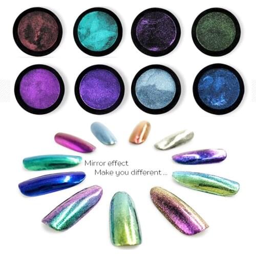 Mirror Nail Glitter Powder Shinny Metal Mirror Effect UV Gel Polishing Holographic Chrome Pigment Dust DIY Design Decoration