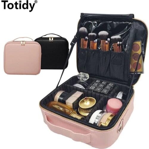 Women PU Cross Pattern Makeup Case Professional Portable Travel Make Up Suitcase Brush Beauty Mini Leather Cosmetic Bag Female