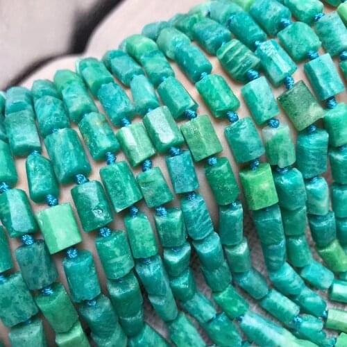 Womens Rough Natural Russian Amazonite Beads 6x10mm Faceted Nugget Matte 16.5"