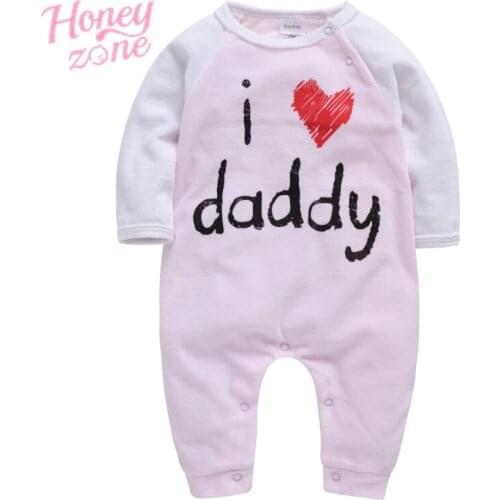 Honeyzone Winter Baby Romper Warm Jumpsuit Baby Girls Clothing IloveDaddy Long Sleeve Toddler Clothing Bebek Roupa De Bebes