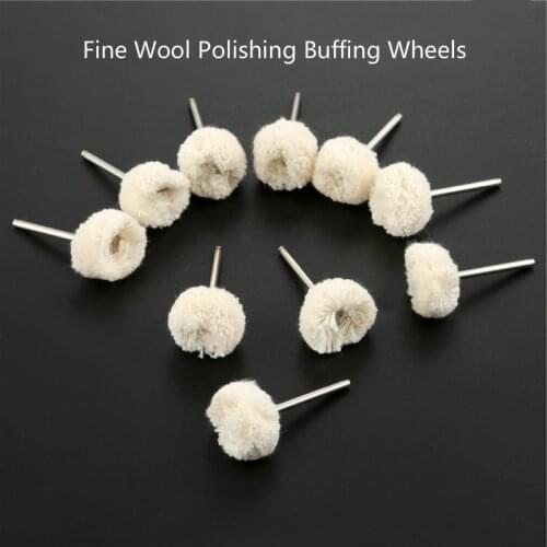 10pcs Accessories 25mm Fine Wool Polishing Buffing Wheels 3mm Shank Jewelry Metals Grinding Wheels for Rotary Tool