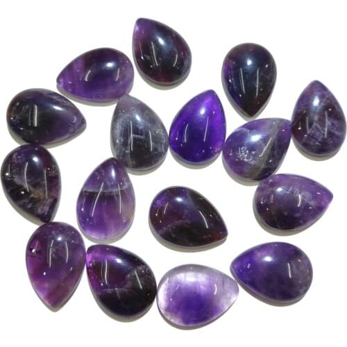 10 PCS Natural Stones Amethyst Cabochon Water Drop Shape No Hole Beads for Making Jewelry DIY Ring accessories Loose Beads