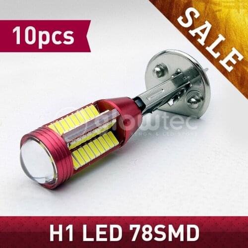 WHOLESALE 10pieces H1 78 SMD 4014 lens LED Headlight Lamp 78smd Bulb external Fog light lamps White 12V to 18V GLOWTEC