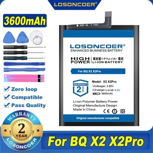100% Original LOSONCOER NEW 3600mAh Battery For BQ X2 X2pro Mobile Phone Battery