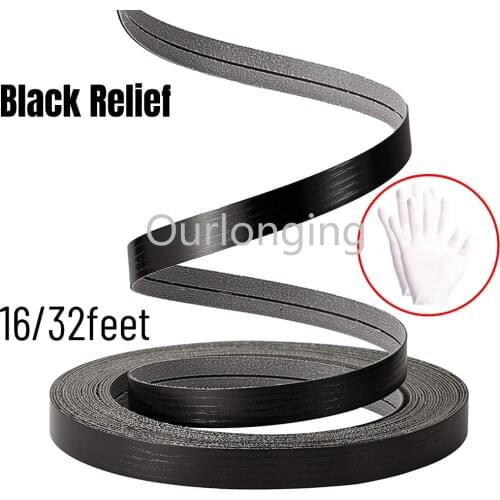 16/32feet Wood Veneer Edge Banding Black Preglued Flexible Wood Tape Iron on with Hot Melt for Cabinet Furniture Restoration