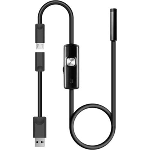 2018 New 1 M /7mm Lens USB Cable Mini Rigid Inspection Camera Snake Tube Waterproof Endoscope Borescope with 6 LED for Android