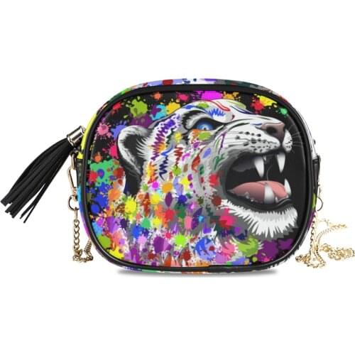 2021 Fashion Simple Women Small Crossbody Bags Tiger Skin Print Chain Shoulder Bag Clutch Bag Purse Women Black Bag