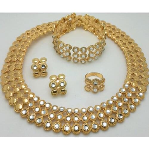 2021 Beads Jewelry Set Fashion Sets Gold Color Italian Costume Rhinestone Jewelry Sets Party Gift