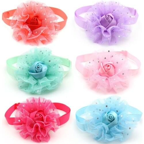 30/50 Pcs Pet Dog Puppy Bow Ties Adjustable Pet Dog Grooming Product Lace Flower Cat Dog Bow Tie Pet Supplies Dog Accessories