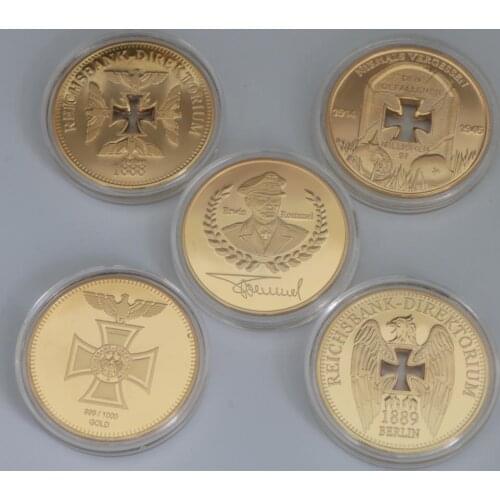 5PCs German Gold Commemorative Coin Eagle Cross Hollow Coins Collectable