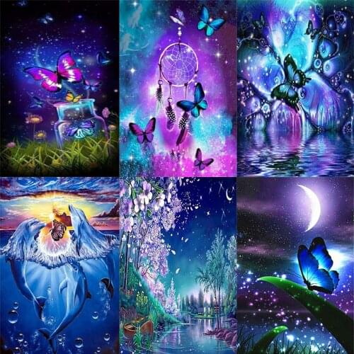 DIY 5D Diamond Painting Mosaic Embroidery Cross Stitch Starry Sky Butterfly Full Square/Round Drill Home Decor Picture