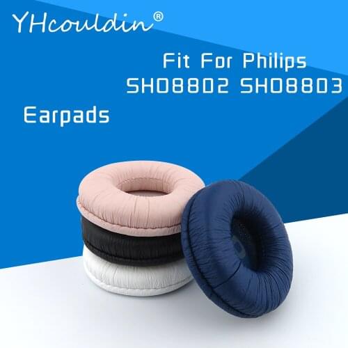 Earpads For Philips SHO8802 SHO8803 Headphone Accessaries Replacement Ear Cushions Wrinkled Leather Material