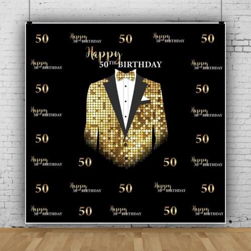 Shiny Suit Happy Mens 30 40 50 60th Birthday Party Dressing Cloth Celebration Poster Photo Background For Photography Backdrops