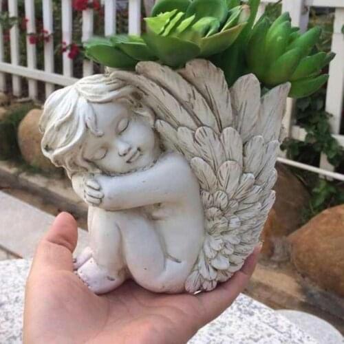 Flowerpot Decor Multi-use Stylish Resin Angel Shape Decorative Planter Pot Decor for Living Room