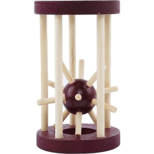 Wooden Intelligence Lock Take Out Spiked Ball Brain Teaser for Kids Adults Puzzle Toy Office Desk Decor