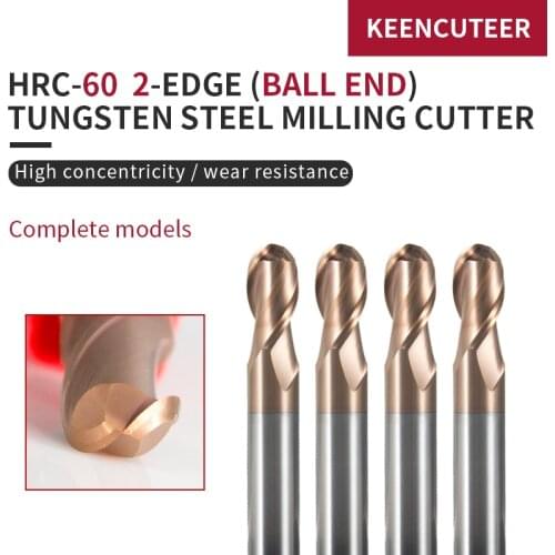 2 edge tungsten steel ball end milling cutter HRC60 degree R0.5mm R1.5mm R4mm R6mm R2.5mm tungsten steel milling cutter CNC tool