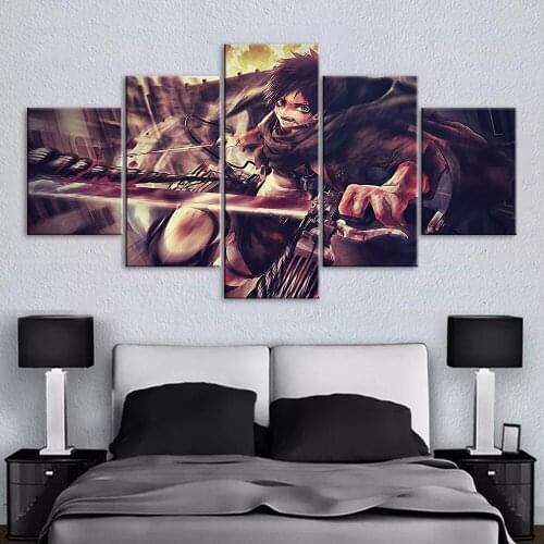 HD Printing Attack on Titan Canvas Painting Wall Art Fight Anime Alan Ackman Poster Home Decorative Living Room Modular Pictures