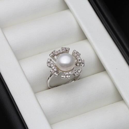 925 Silver Rings Natural Freshwater Pearl For Women Simple Design Fine Jewelry Bridal Wedding Engagement Pearl Ring Accessory