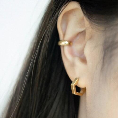 Minimalist Geometric Square Hexagon Circle Hoop Earrings for Women New Trendy Gold Color Small Ear Buckle Female Jewelry Gift