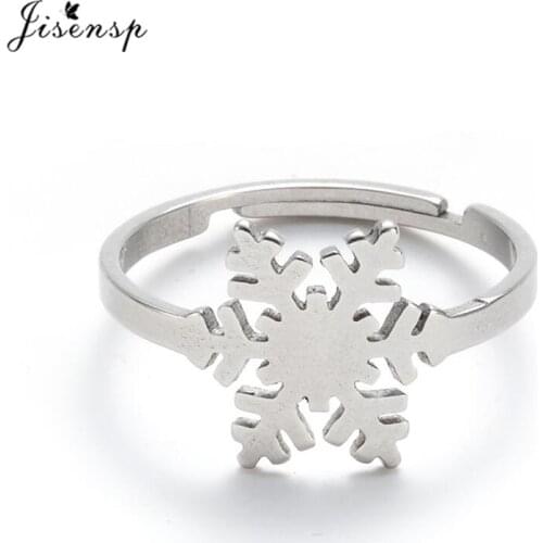 Cartoon Deer Antler Christmas Tree Rings for Girls Kids Stainless Steel Flower Snowflake Ring Women Fashion Jewelry Anillos Muje