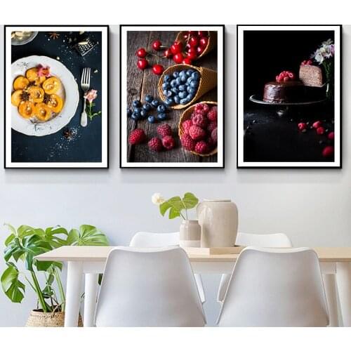 Nordic Style Dessert Fruit Photography Canvas Painting Posters Print Modern Wall Art Pictures For Dinning Room Kitchen Cafe