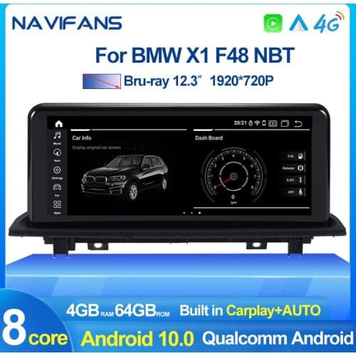 NaviFans DSO IPS Qualcomm Carplay Android 10.0 Car Multimedia Player For BMW X1 F48 2016-2017 NBT System 1920*720 Blu-Ray GPS