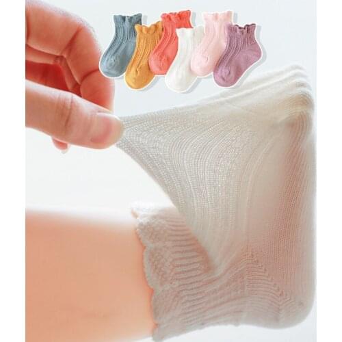 Newborn Infant Short Sock Kid Children Girl Boy Summer Cotton Mesh Cute Lace Frilly Ruffle Princess Sock Kawaii Baby Accessories